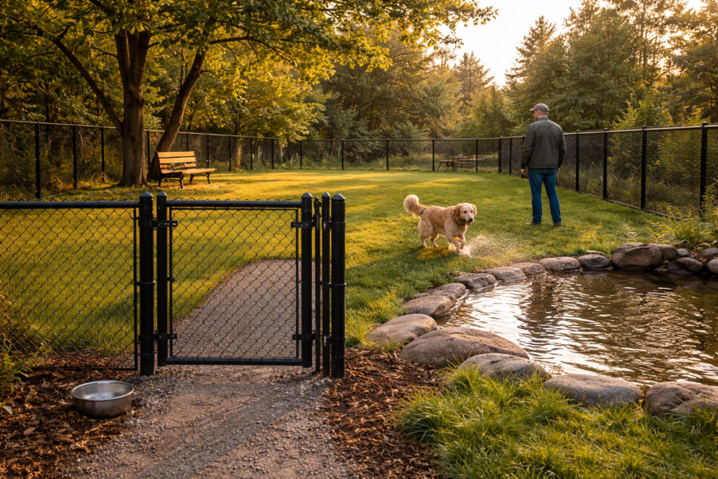 local-business-directory-dog-park-with-man-and-golden-retriever