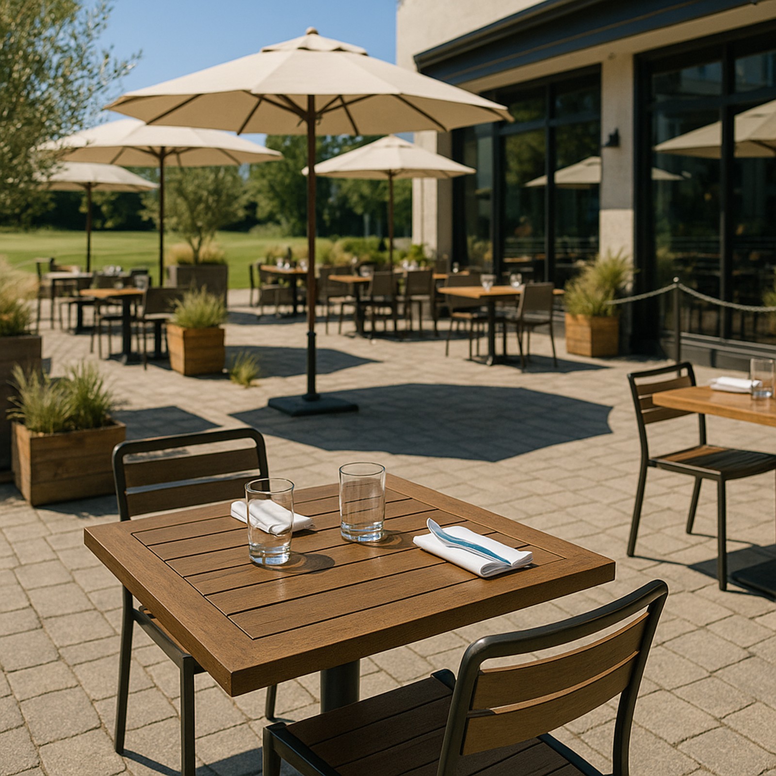 outdoor dining area local with umbrellas and tables Top New Westminster BC Patios Sunny Days outdoor dining area local with umbrellas and tables | GPS: 49.125798, -123.012878