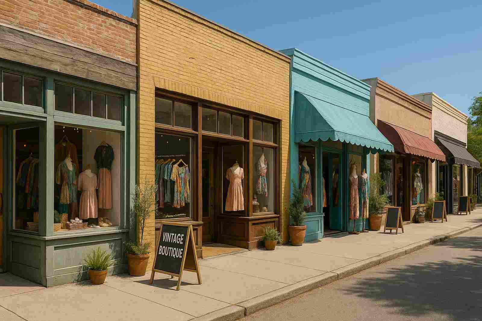 vintage boutiques local shopping in a busy street | GPS: 49.114396, -123.009399