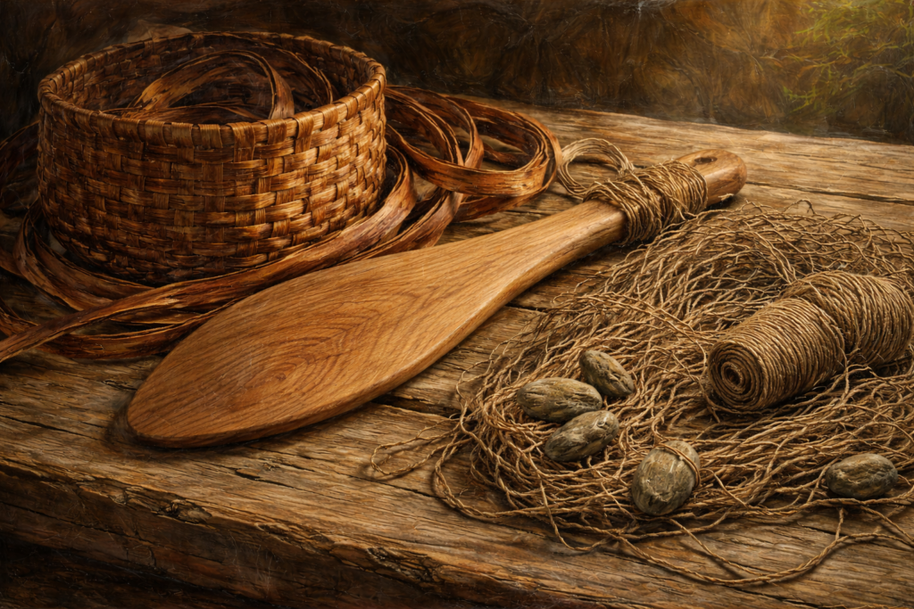 woven-basket-wooden-spoon-delta-threads-and-seeds