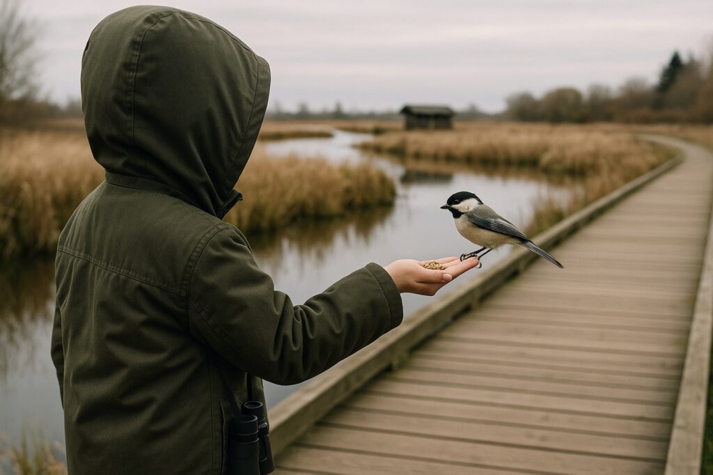 bird feeding from hand delta park pathway nature exploration Educational Fun for Kids: New Westminster BC