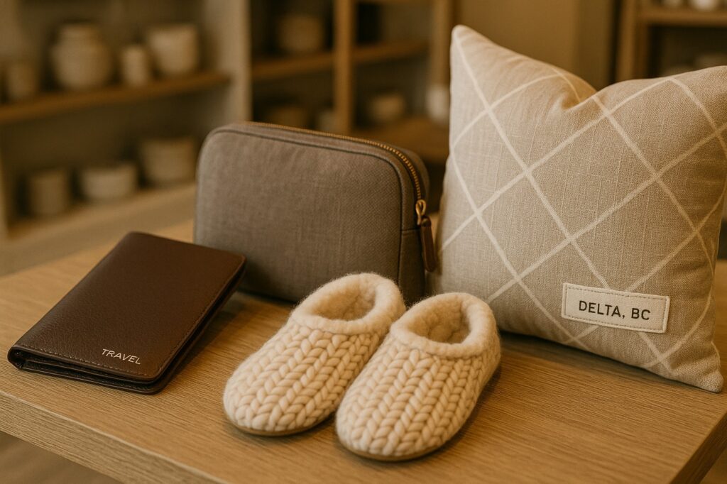 cozy local home decor items with slippers and wallets New Westminster, BC Gift Shops: Where to Find Thoughtful Presents