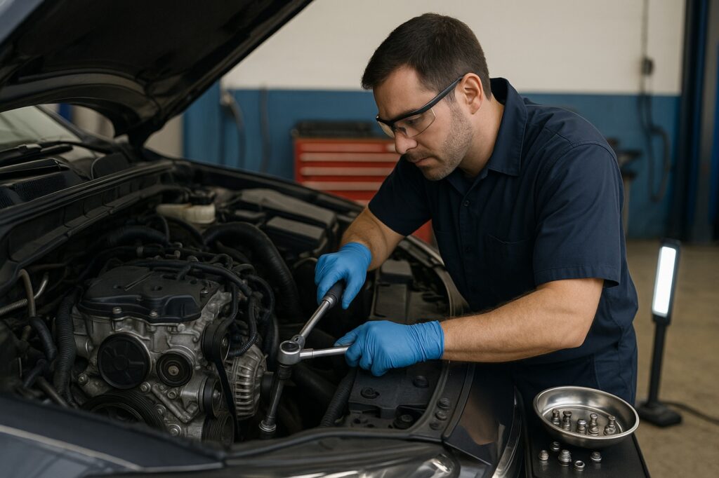 mechanic repairing engine with tools New Westminster | GPS: 49.147017, -122.980475