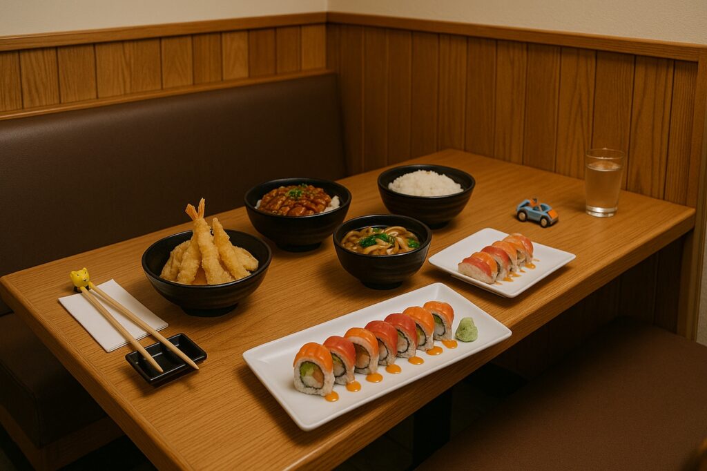 sushi and tempura meal with soup and rice delta Sushi in New Westminster