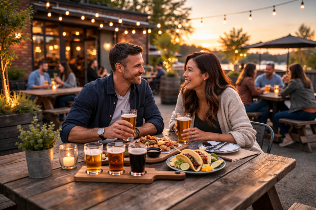 couple-enjoying-beers-and-food-at-restaurant-directory
