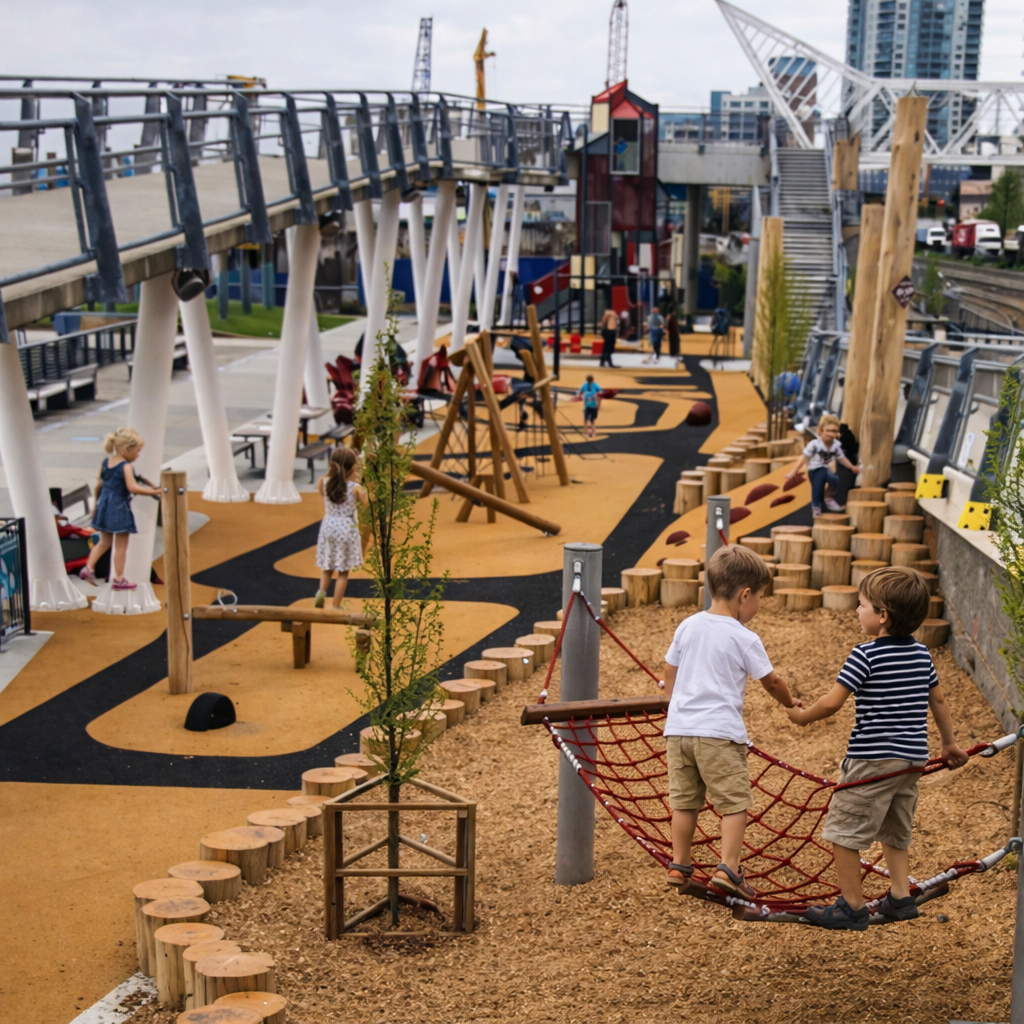 new-westminster-kids-playing-at-outdoor-playground-in-city-westminster-pier-park