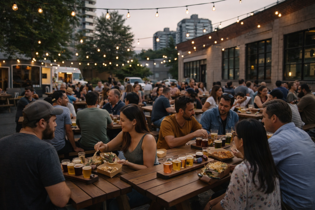 outdoor-dining-event-new-westminster-people-eating-drinking-beer