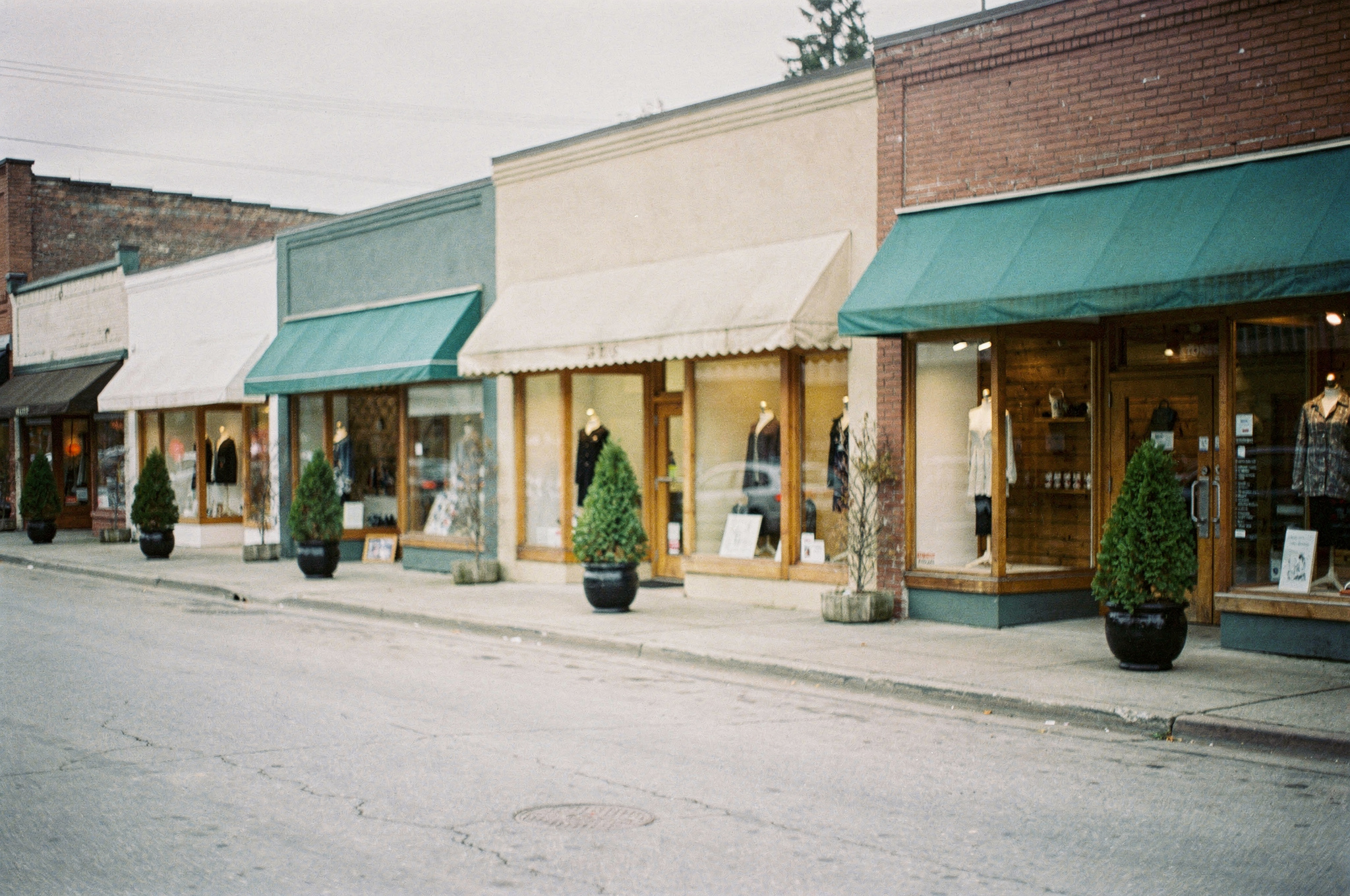 vintage boutiques local shopping in a busy street